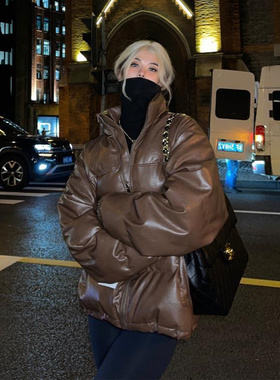 PrettyDragon 自制立领热情巧克力面包服女冬加厚棉衣棉服短外套