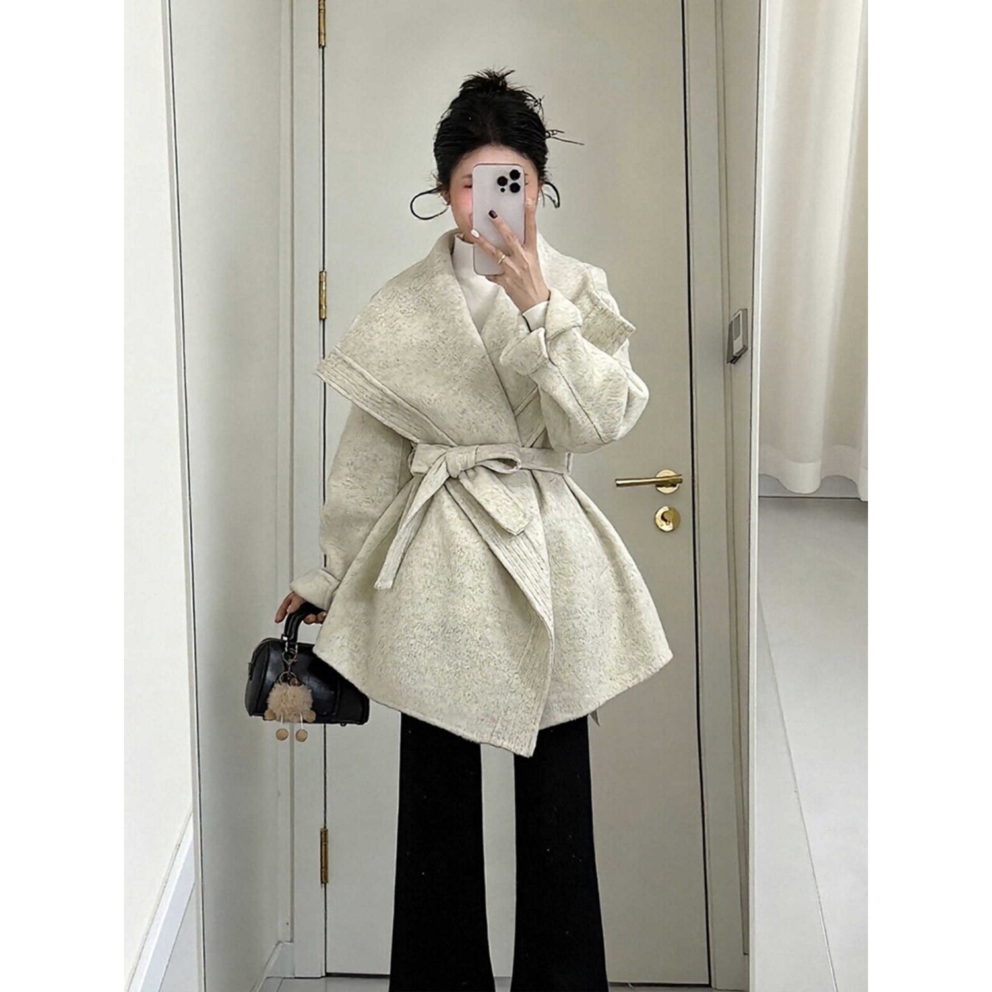 大码胖MM设计感气质翻领毛呢外套女秋冬新款休闲百搭收腰显瘦上衣,女装/女士精品,毛呢外套,淘宝优惠券,粉丝福利购,淘宝优惠卷