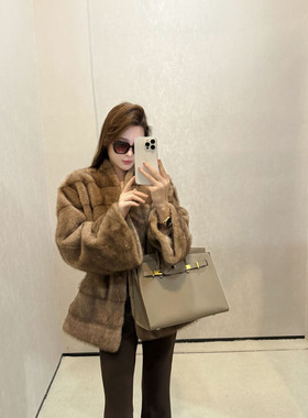 大码胖mm法式气质高级感皮毛一体毛呢大衣女冬季新款宽松显瘦外套