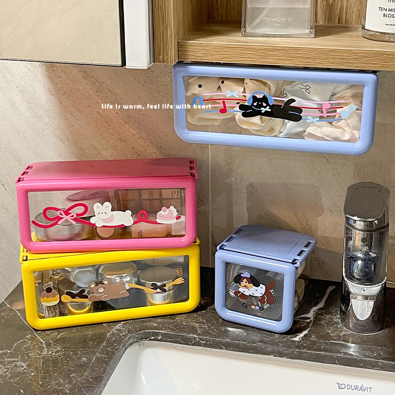 镜柜下抽屉式收纳盒卫生间浴室化妆品护肤品发圈透明防尘置物盒,收纳整理,镜柜收纳盒,淘宝优惠券,粉丝福利购,淘宝优惠卷