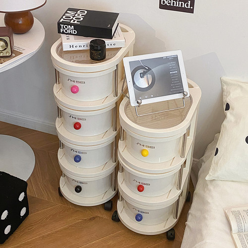 简约奶油风可移动床头收纳置物架