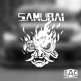 饰笔记本行李箱车身贴 火焰武士samurai单色镂空汽车贴纸反光车装
