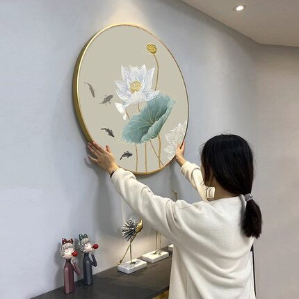5d钻石画2025新款满钻荷花九鱼图客厅手工点砖贴画水晶2024十字绣