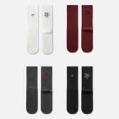 袜say2025新款 字母笑脸刺绣女中筒袜ins潮春秋日系运动外穿长袜子