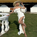 不规则裙 荷叶边修身 怪诞女孩 教堂白鸽超仙木耳拼接抹胸连衣裙女