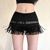 酷飒辣妹风流苏设计感高腰短裤 女 修身 怪诞女孩 显瘦百搭休闲热裤