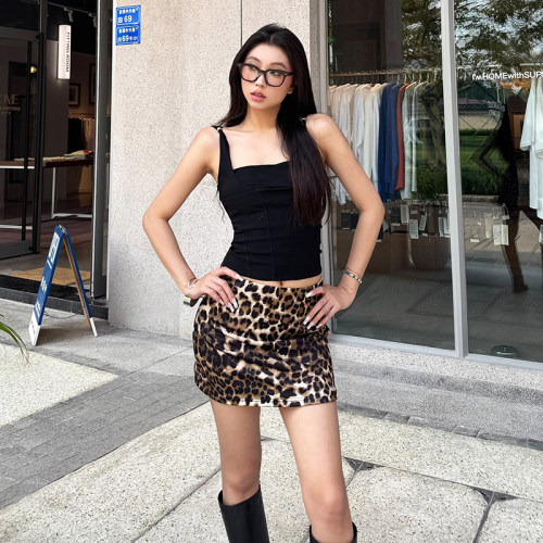 ins街头辣妹复古豹纹高腰半身裙