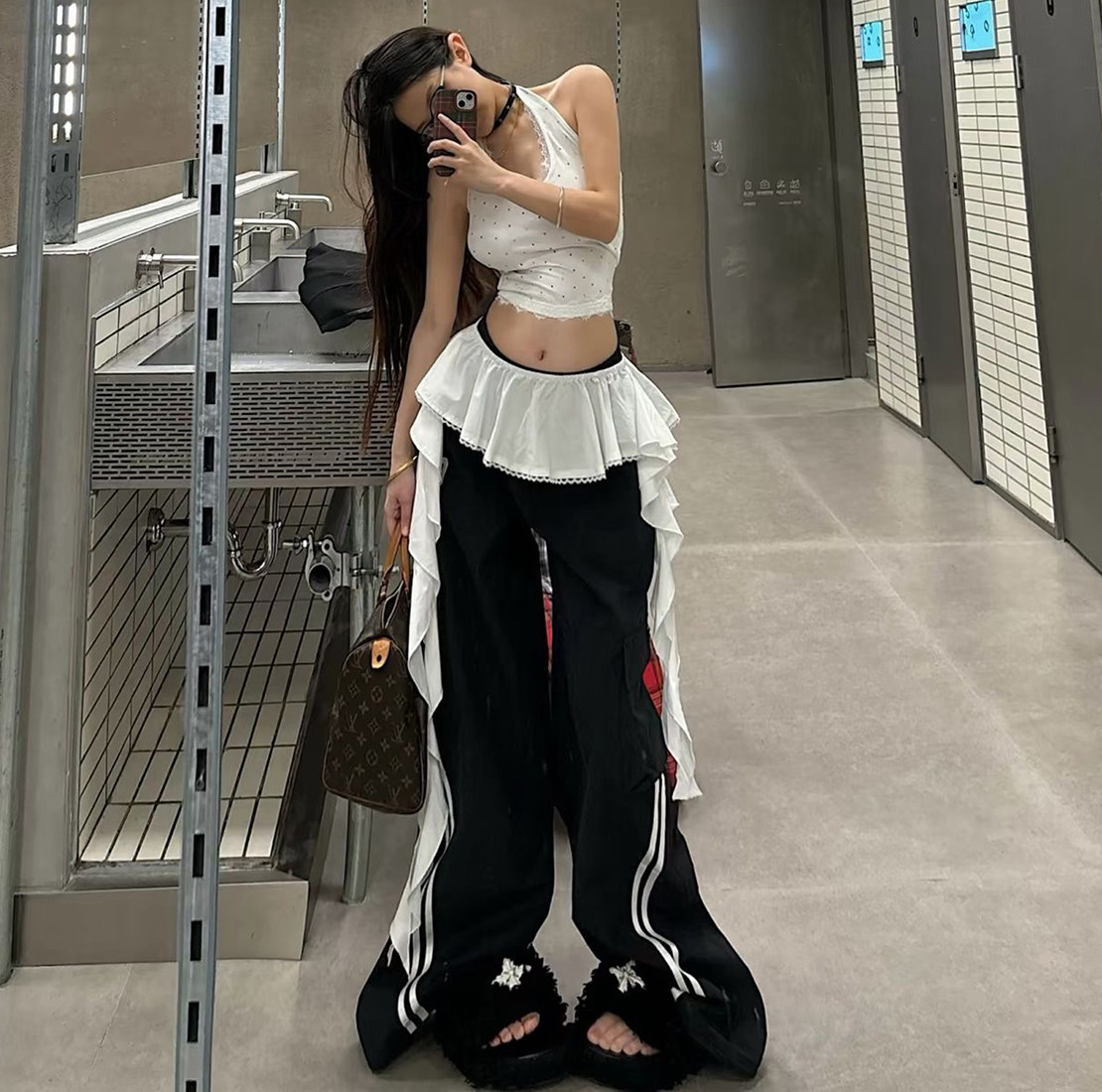 怪诞女孩 美式辣妹飘逸流苏设计感叠穿屁帘 jazz跳舞配饰腰带腰巾