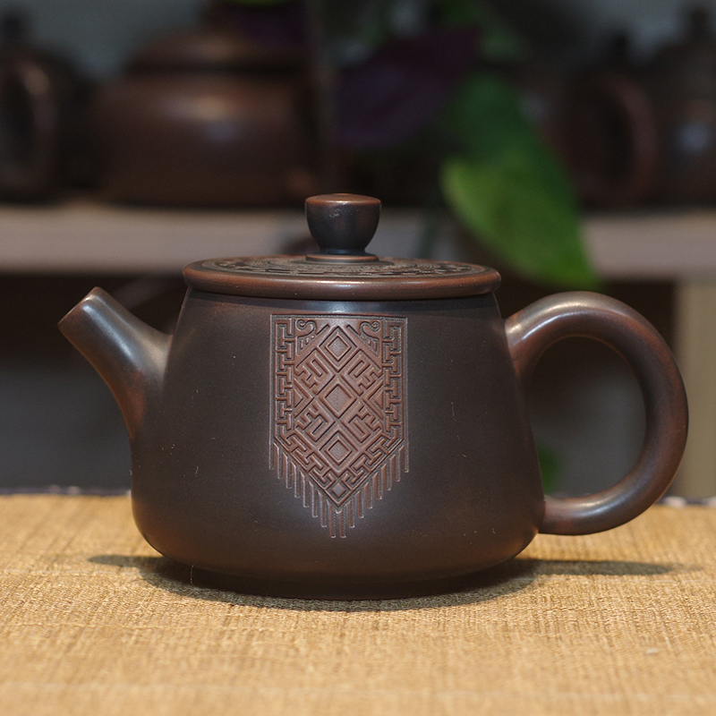 坭兴陶特色民族风全手工桶金壶