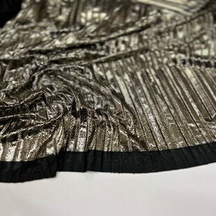 金色涂层折皱针织布料时装面料打底衫连衣裙DIY手工布