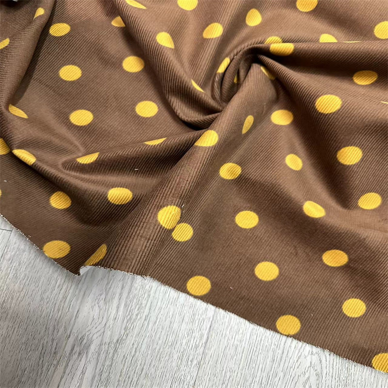 外单棕色印圆点子细斜纹顺垂提花布料春秋服装外套连衣裙旗袍面料
