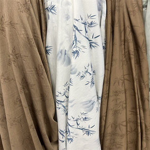 墨竹织梦新中式国风麻纱水墨法式时装布料宽150重320克