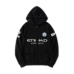 24-25赛季曼城队服福登哈兰德足球衣服开衫卫衣男女球迷连帽外套