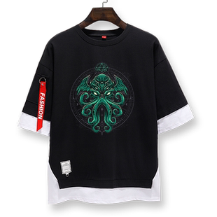 克苏鲁神话的呼唤旧日支配者符文仪式短袖T恤衫男女5五分中袖衣服