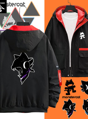 电音怪兽猫厂Monstercat夹克连帽男女薄款外套帽衫加棉衣服可定制