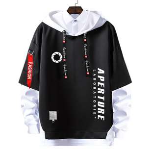 Aperture实验室传送门2光圈科技valve PS3假两件连帽卫衣男女外套