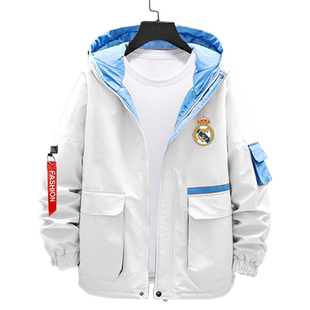 皇马球衣20-21队服阿扎尔本泽马足球迷服夹克连帽男女外套带帽衫