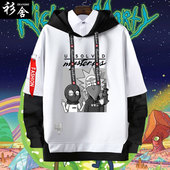 瑞克和莫蒂联名周边Rick and Morty假两件连帽卫衣服男女学生外套