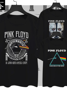 PinkFloyd平克弗洛伊德乐队月之暗面欧美纯棉短袖T恤衫男半袖衣服