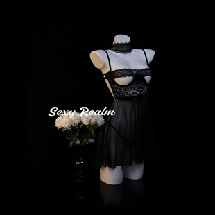 超越性感「性感薄纱」性感蕾丝镂空透视内衣情调诱惑纯欲风qqny