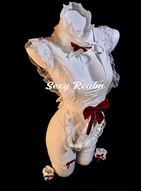 超越性感「草莓女仆」性感女仆cos制服可爱蕾丝蝴蝶结睡裙女qqny
