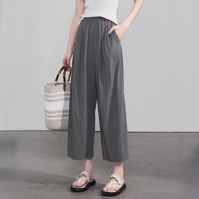 小个子宽松速干薄款高腰阔腿裤