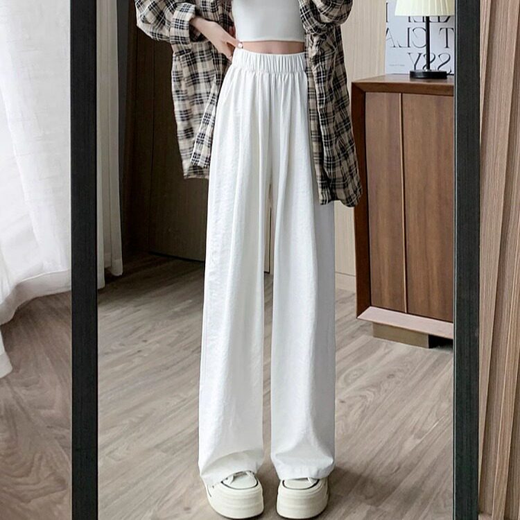 矮个子高腰垂感显高休闲裤图片