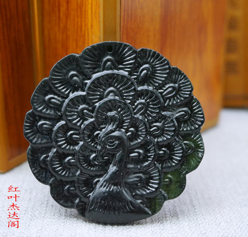 天然墨绿玉吊坠墨玉玉石挂件玉佩