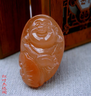 新疆克拉玛依金丝玉吊坠精美金丝玉如意精品笑佛挂件佛公毛衣链