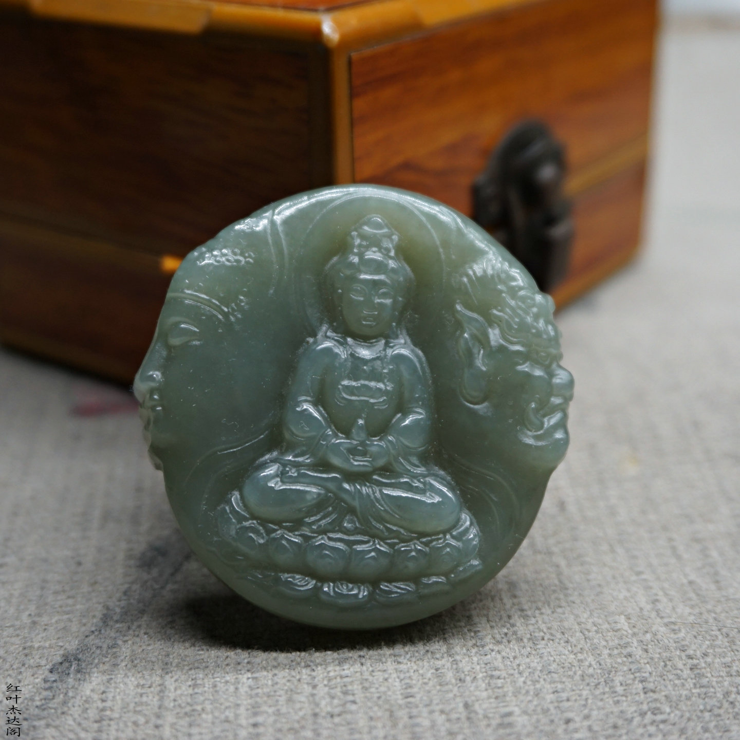 青白玉双面一念之间观音菩萨吊坠天然玉石和田玉玉吊坠挂件玉佩坠