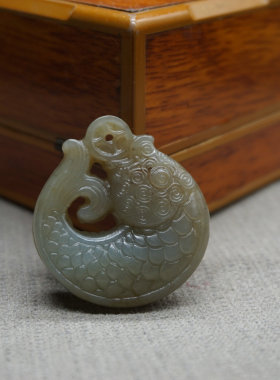 天然玉石和田玉糖青玉俏色年年有鱼吊坠挂件玉坠玉汉服配饰玉佩玉