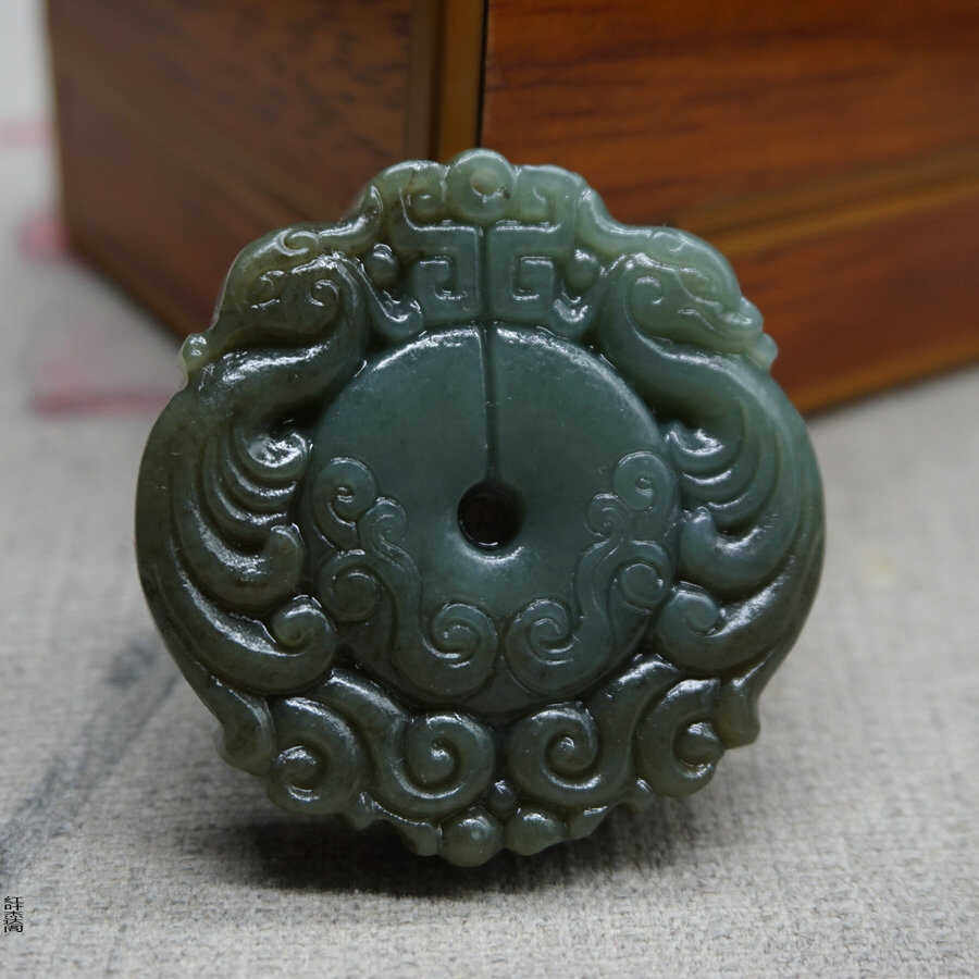 天然和田糖青玉花开富贵双凤时来运转吊坠双面镂空玉佩挂件坠汉服