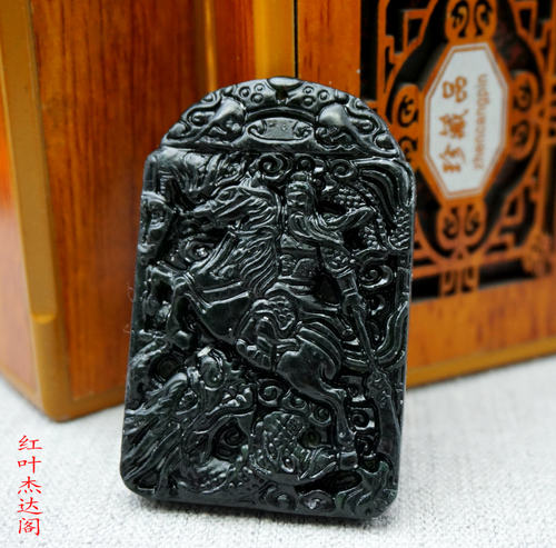 黑绿玉墨绿玉关公吊坠挂件武财神玉佩千秋关羽玉坠牌子毛衣坠