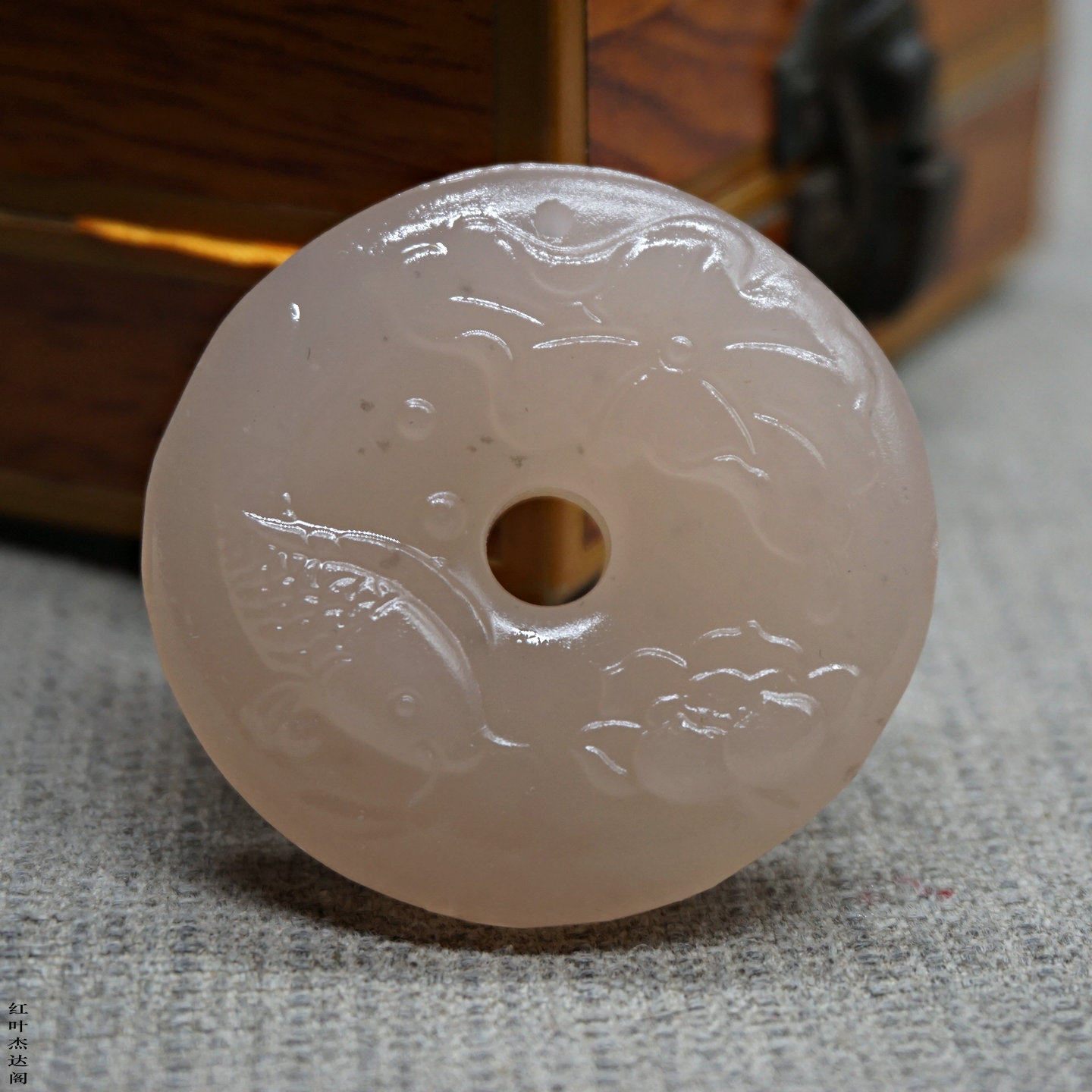 天然阿富汗藕粉玉吊坠连年有余莲花平安扣挂件男女款玉项链玉坠饰