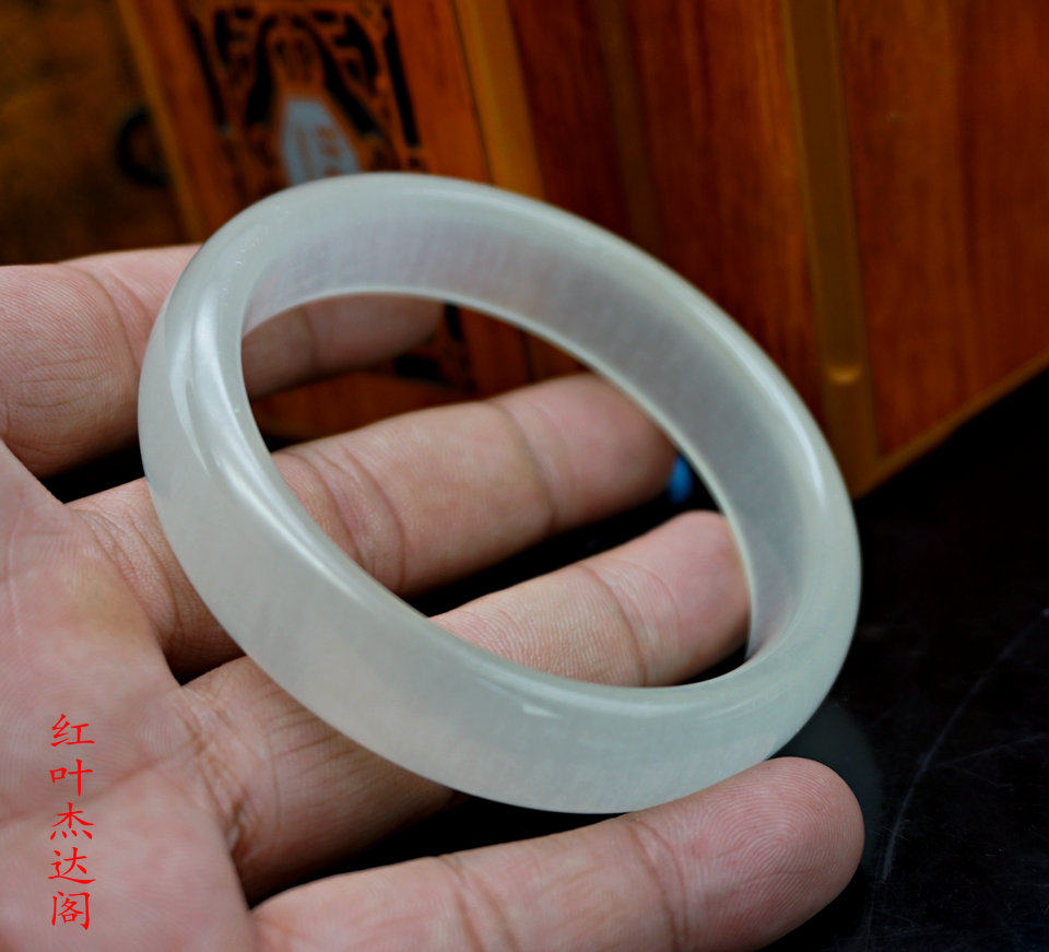 阿富汗玉冰透玉石手镯复古圆条玉镯子女款饰品送朋友