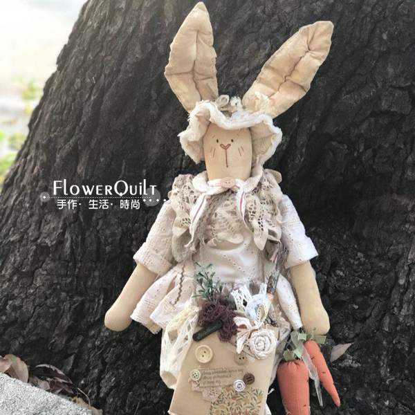 台湾Ama原创乡村娃娃材料套包---白色蕾丝兔小姐（师资专供） 