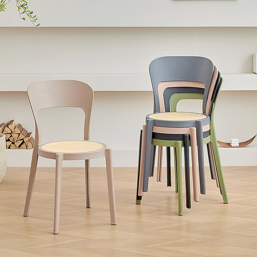 黑色彩色塑料椅子商用小型小巧靠背椅dining chairs家用简欧餐椅
