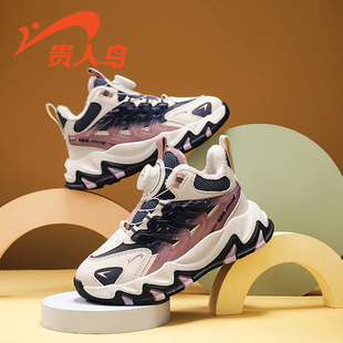 贵人鸟女童加绒加厚鞋2025秋冬季新款户外运动鞋时尚冬款革面跑鞋