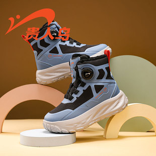 保暖防滑旋钮扣老爹鞋 贵人鸟男童雪地靴高筒加绒加厚2025冬季 新款