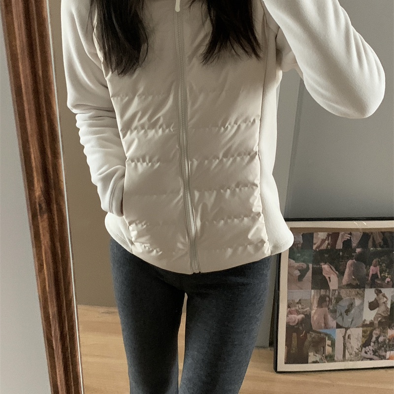 品质版型巨好！！lulu同款收腰显瘦羽绒服内胆拼接加厚摇粒绒外套