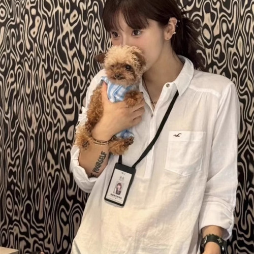 极简老钱风！松弛感拿捏~小海鸥刺绣宽松休闲半纽扣白衬衫上衣