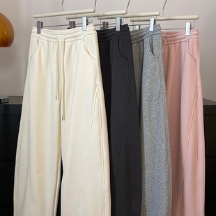 抽绳可束脚 宽松阔腿加绒弯刀卫裤 韩代@ourmo ent加绒显瘦不臃肿