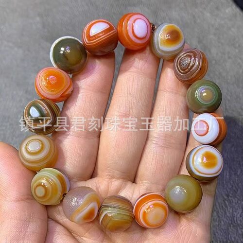 天然新疆戈壁石阿拉善玛瑙手链缠丝眼睛手串手链玛瑙原石手串批发