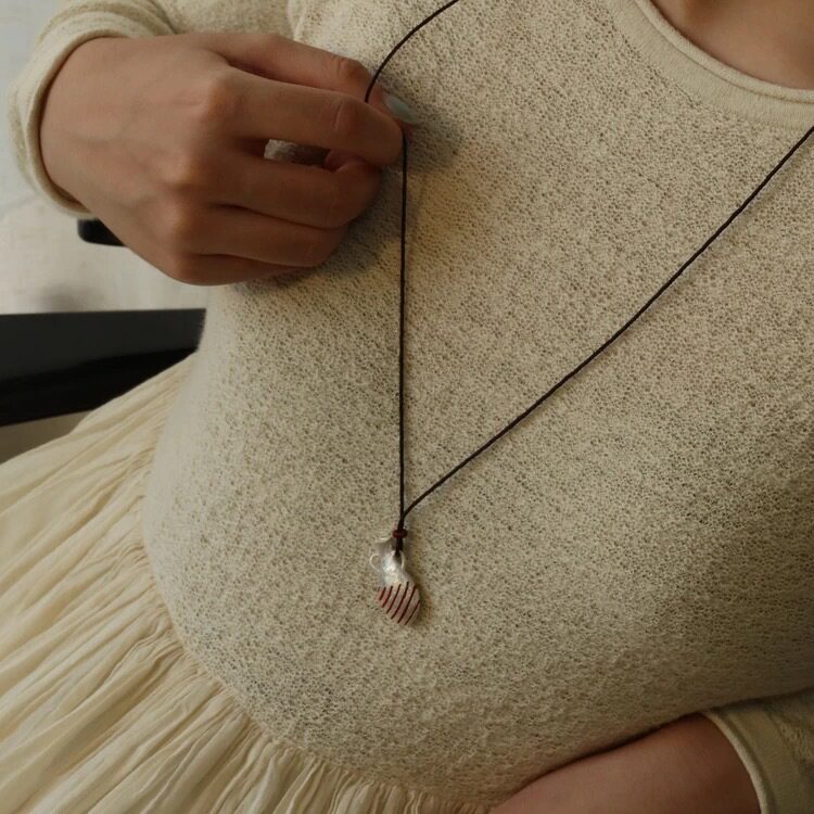 拉丝珐琅水壶吊坠项链百搭复古高级感长款毛衣链小众气质设计款女