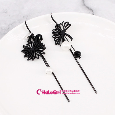 韩国耳饰花朵不对称AB款珍珠