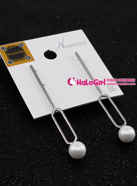 包邮韩国Nuance正品耳饰 925银针百搭珍珠耳环简约长款耳钉女N089
