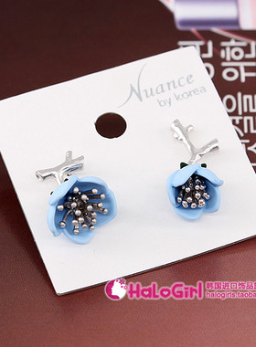 韩国Nuance正品耳坠 百搭不对称花朵耳环 时尚AB版长款耳钉女N055
