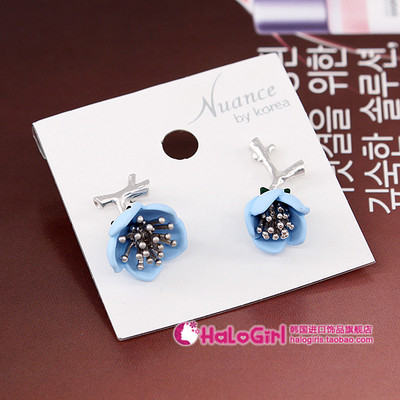 韩国百搭不对称花朵ab版长款耳坠