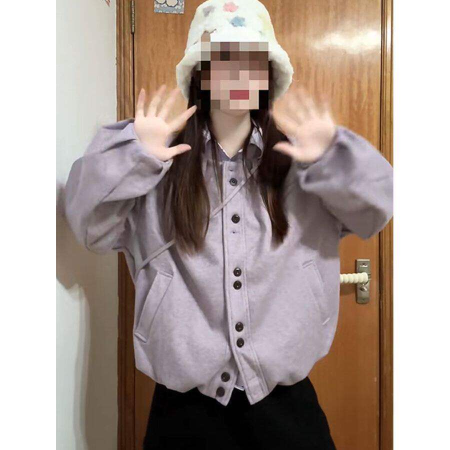 春装2026新款压褶花苞多巴胺卫衣外套女宽松春秋薄款长袖开衫上衣