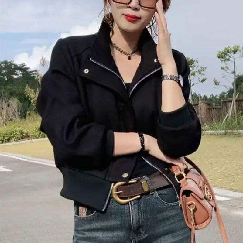 短外套女2026春秋新款休闲小众夹棉厚款开衫韩版时尚百搭夹克上衣